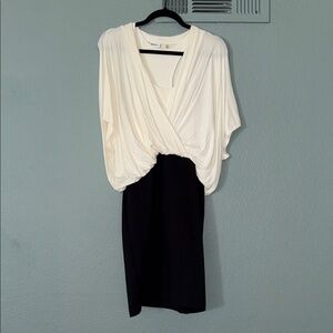 DKNY Cream and Black Midi Dress